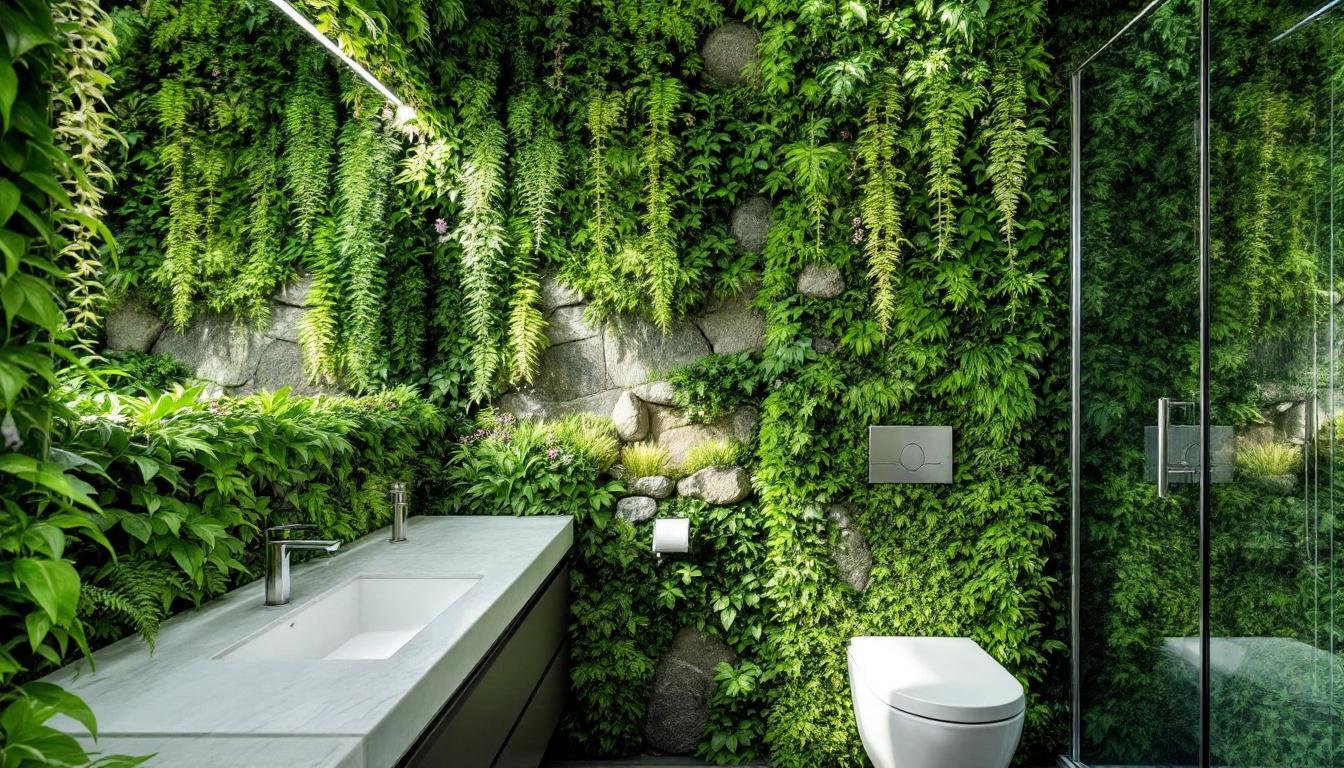découvrez comment l'association du mur végétal, des pierres naturelles et de plantes transforme votre salle de bain en un espace unique, moderne et apaisant, inspiré par la nature.