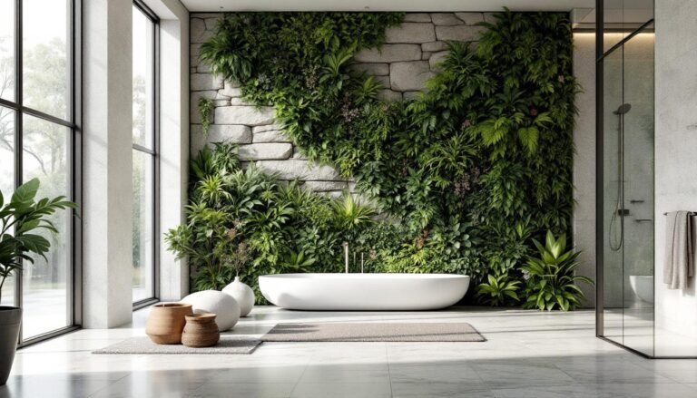 découvrez comment associer pierres naturelles et plantes pour transformer votre salle de bain en un espace unique et apaisant grâce à un mur végétal, alliant élégance, nature et bien-être.