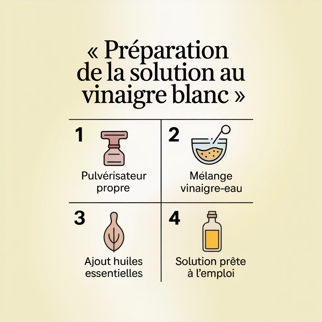 Infographie representrant la préparation de la solition au vinaigre blanc