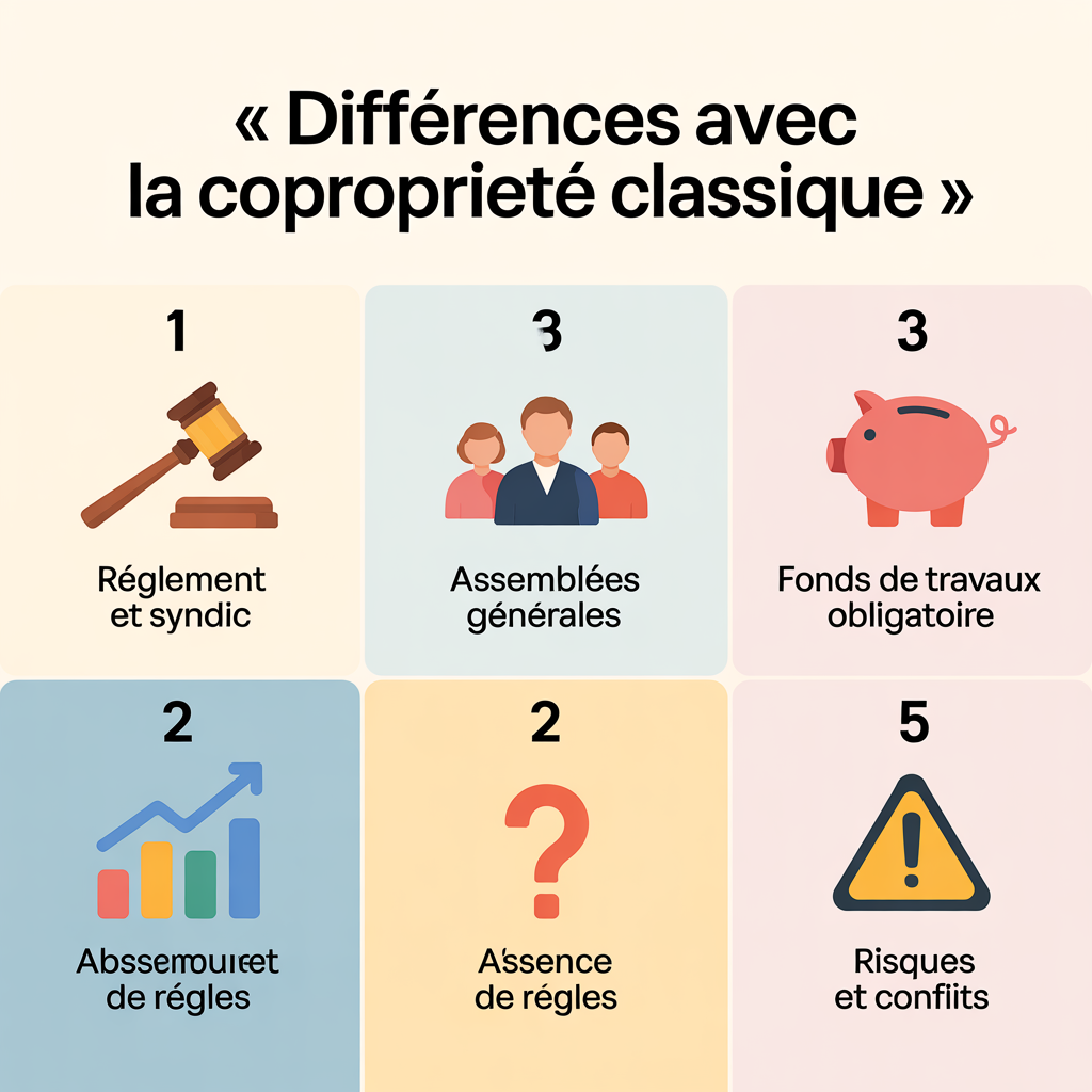 infographie sur les differences avec la copropriete classique