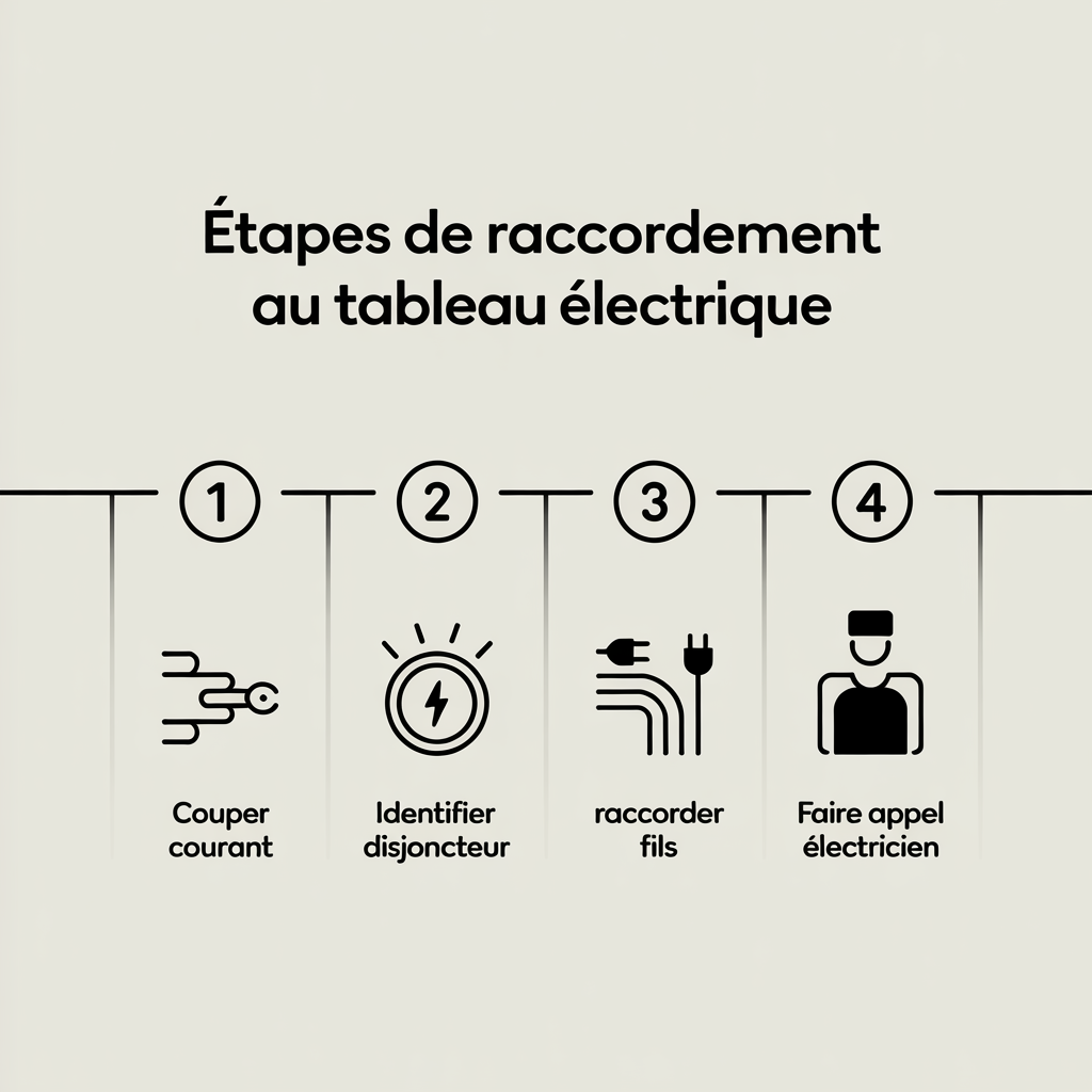 infographie les etpaes de raccodement au tableau electrique