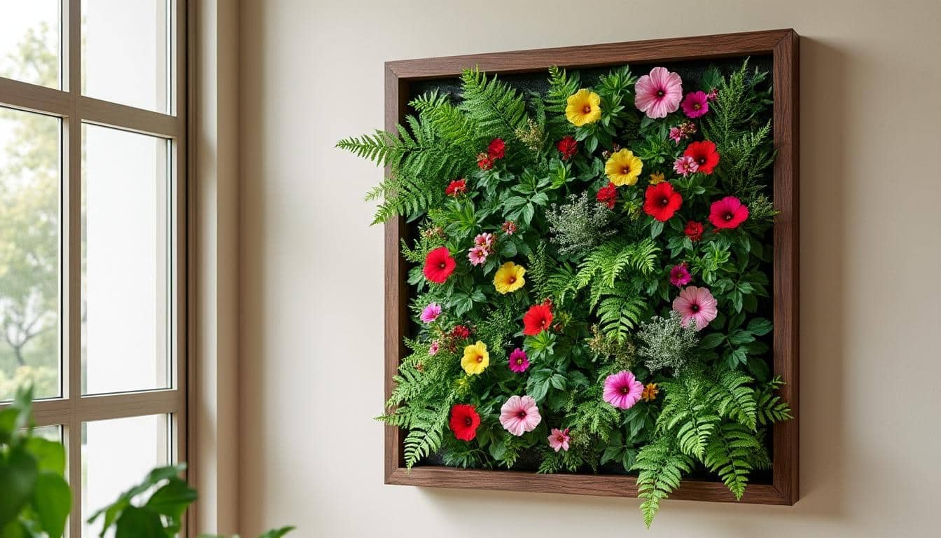 découvrez le cadre végétal mural, une solution élégante et naturelle pour décorer vos murs avec un mur végétal au format tableau, apportant fraîcheur et design à votre intérieur.