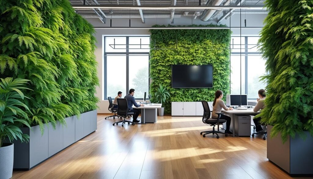 découvrez comment une cloison végétale au bureau peut améliorer le bien-être des employés et booster la productivité en créant un environnement de travail apaisant et naturel.